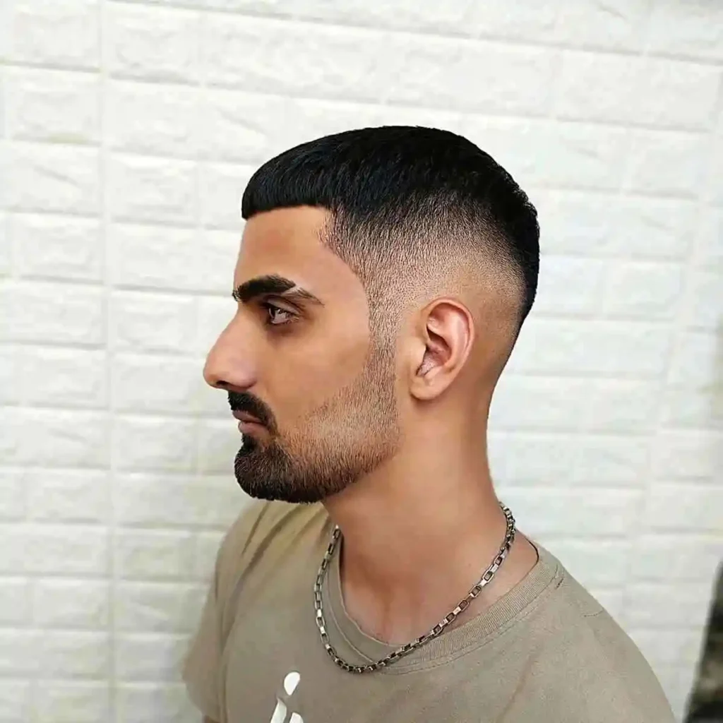Burst Fade with Short Sides and Nape