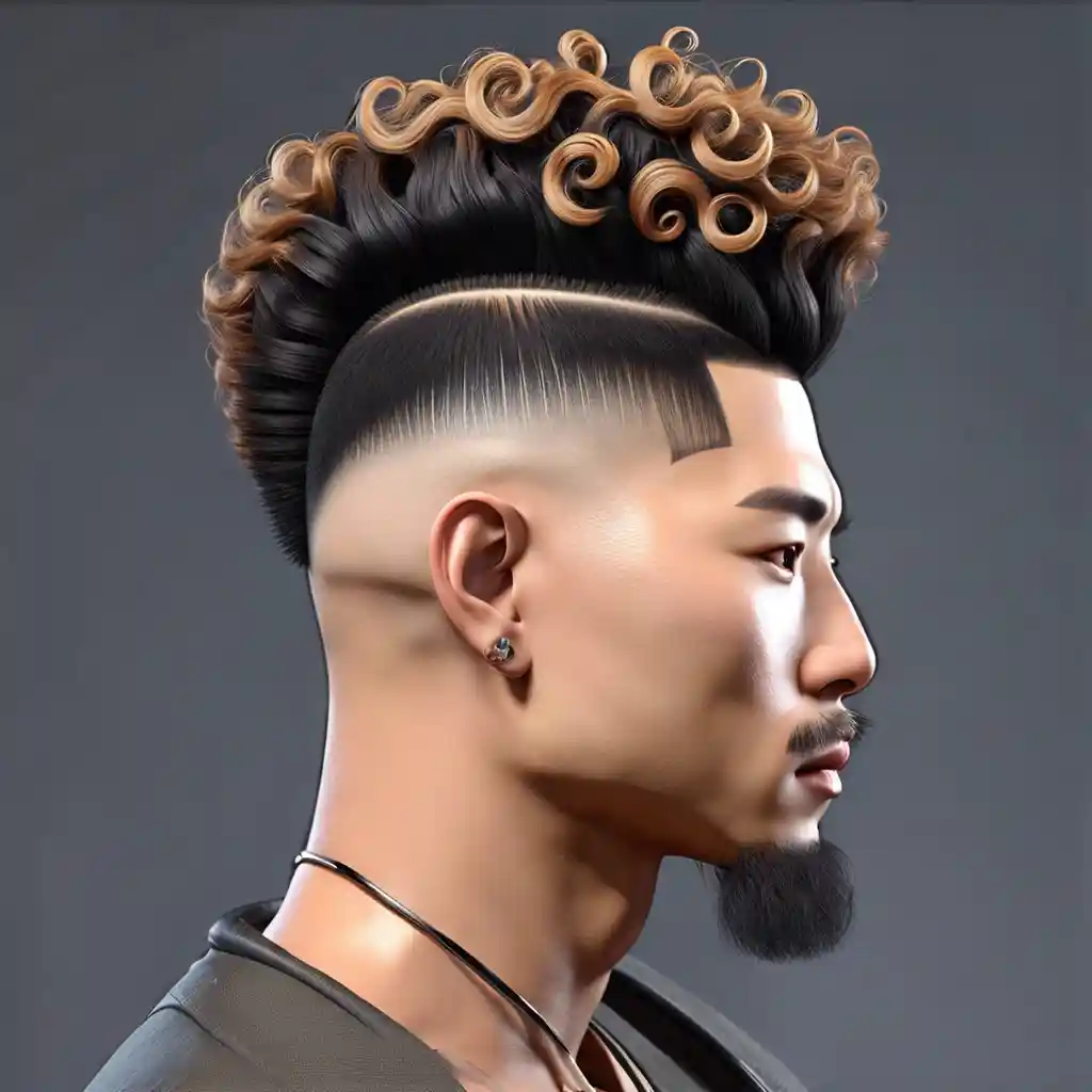 15 Asian Burst Fade Hairstyles to Elevate Your Look Instantly 11 Curly Burst Fade On Top