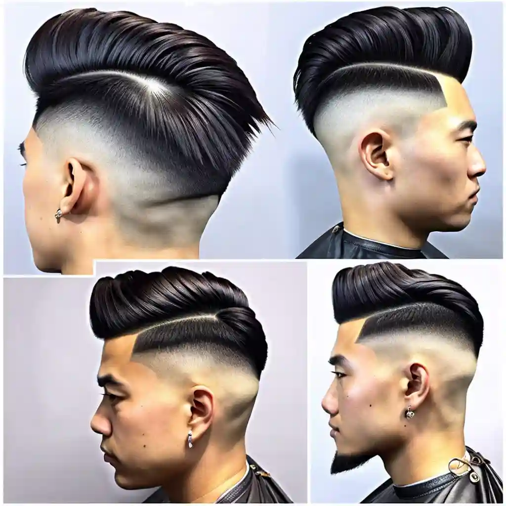 15 Asian Burst Fade Hairstyles to Elevate Your Look Instantly 13 Pompadour Burst Fade