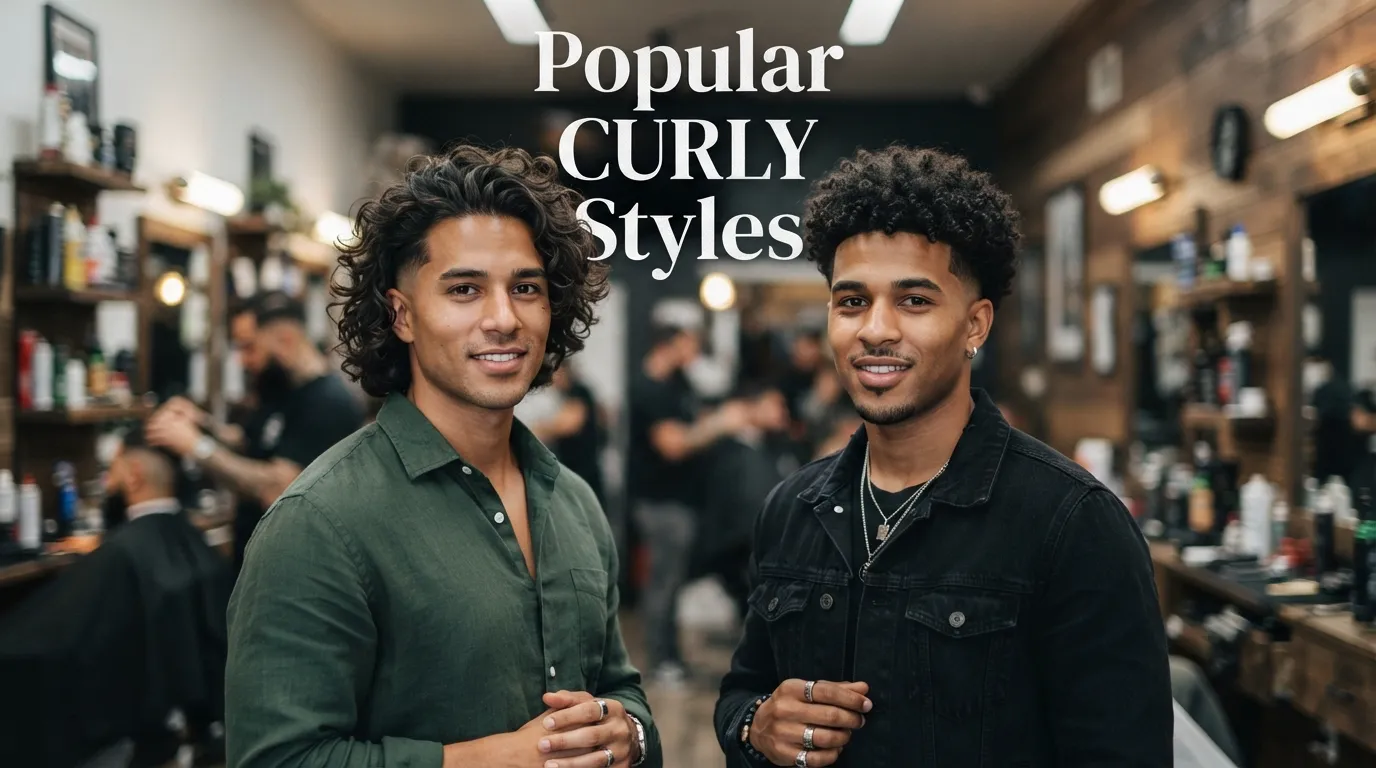 Best Burst Fade Perm Styles showing loose waves and tight curly hair options for men.