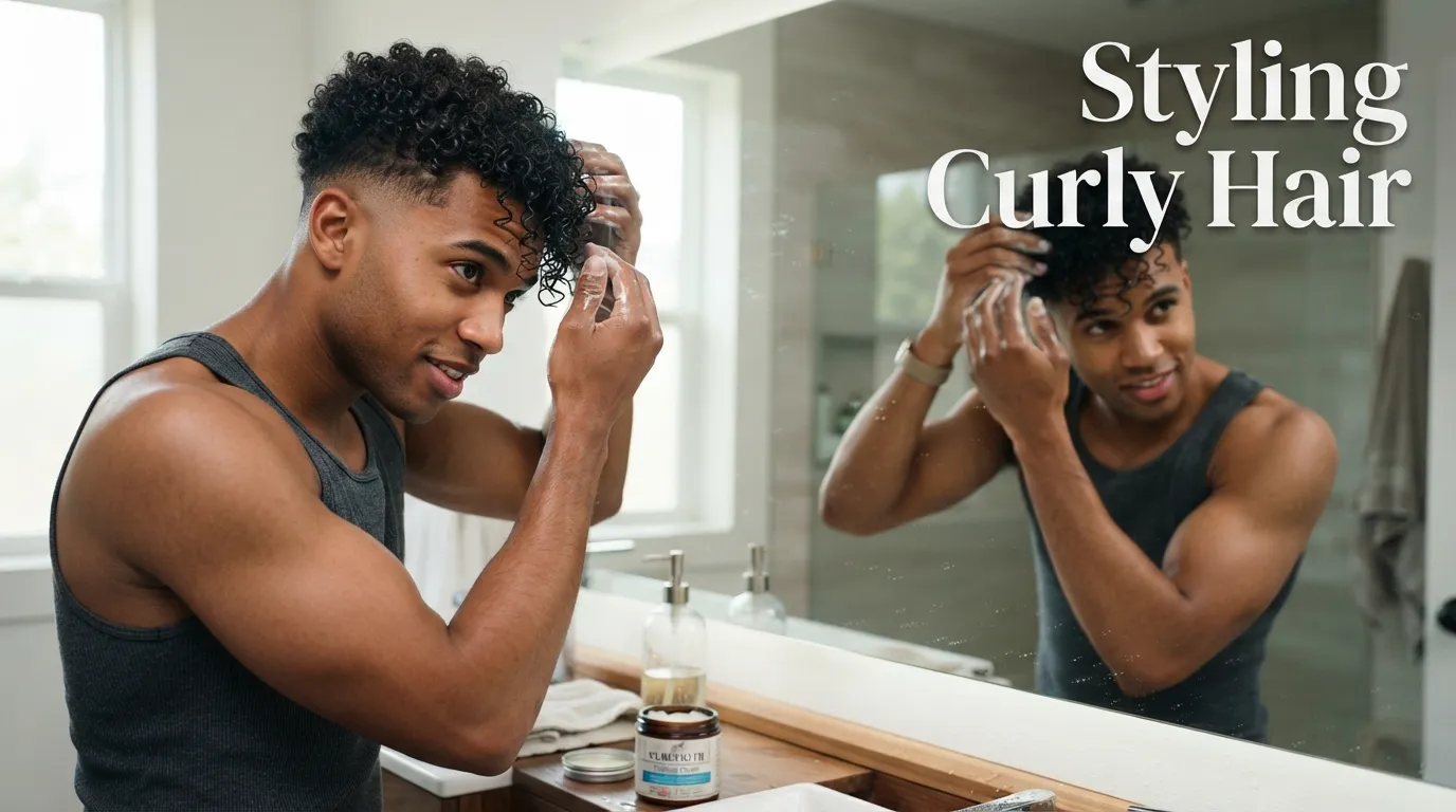 How to Style a Burst Fade Perm using curl cream on damp hair for defined texture.