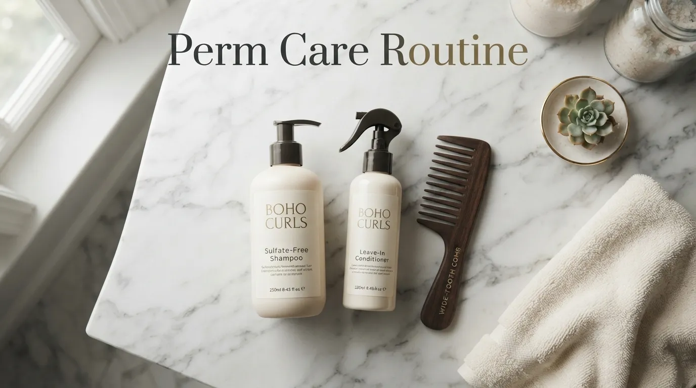 How to Care for a Burst Fade Perm with sulfate-free shampoo and leave-in conditioner products.